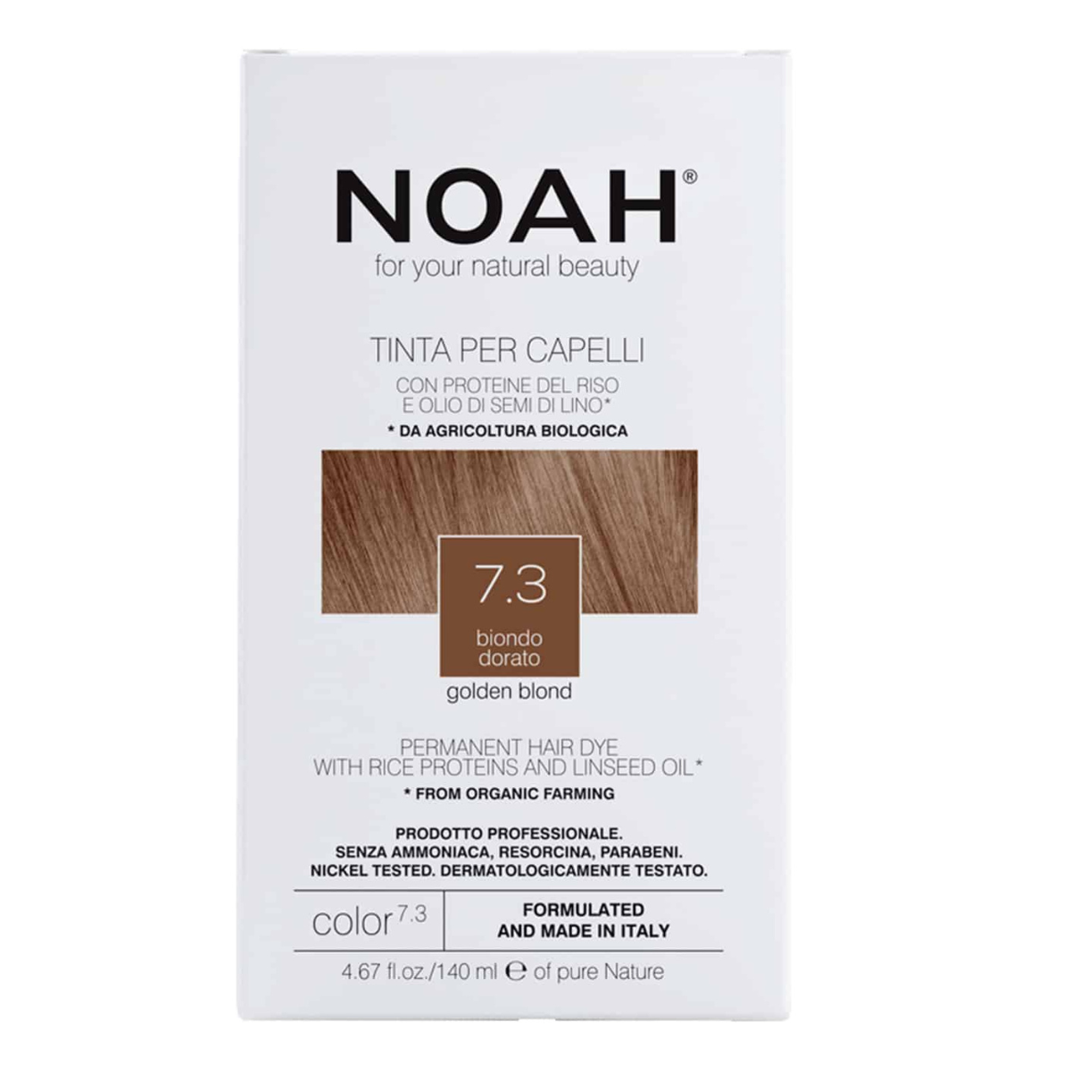 Teinture capillaire blond doré Noah 140 ml (7,3)