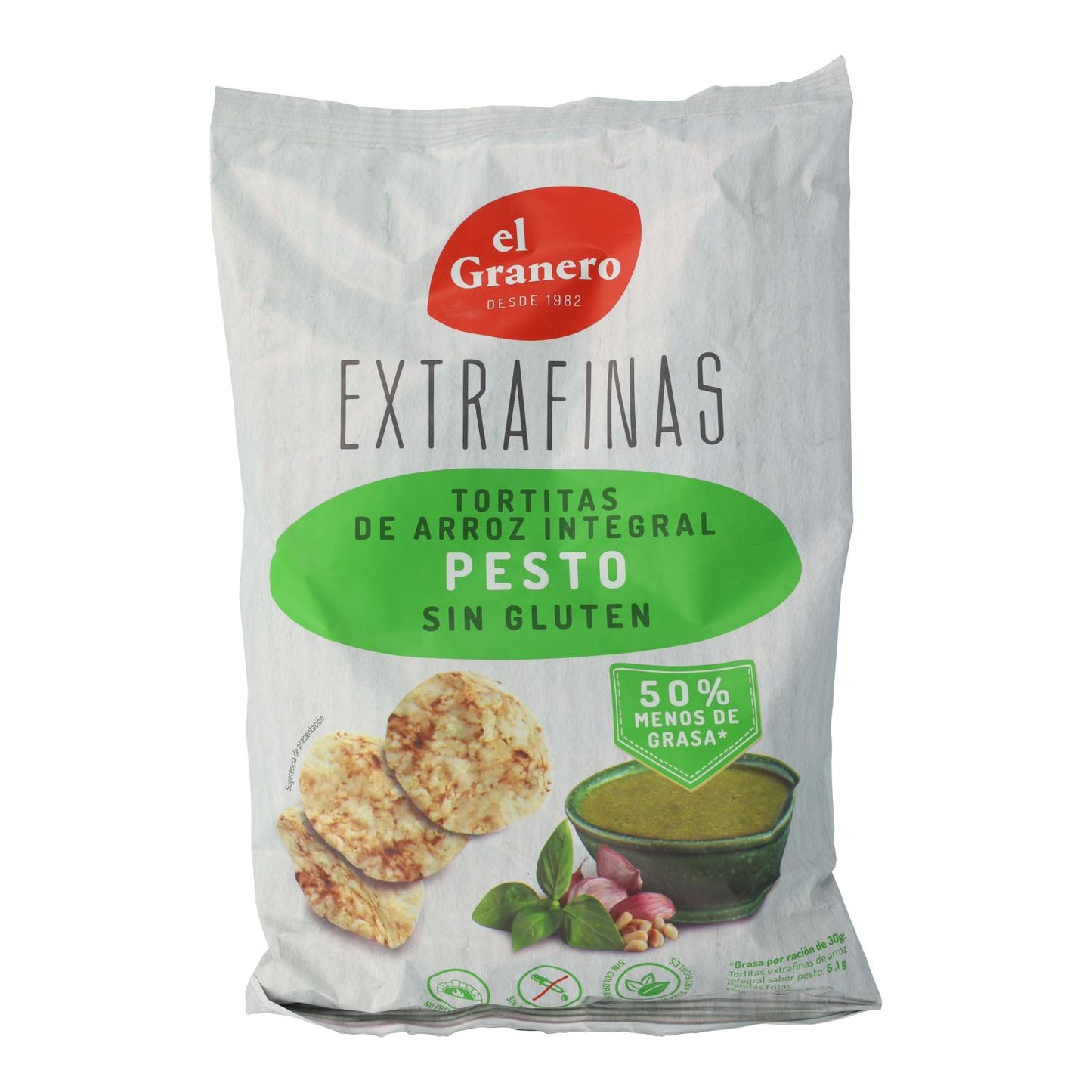 Extra tunna glutenfria pannkakor av fullkornsris och pesto El Granero 60 g