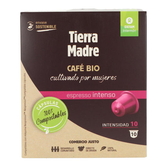 Fair Trade Coffee in Compostable Capsules BIO Intense Tierra Madre Oxfam Intermón 10 units