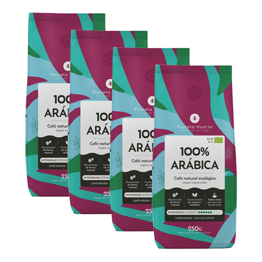 Pakket 4x gemalen koffie Eco 100% Arabica Planeta Huerto 250 g