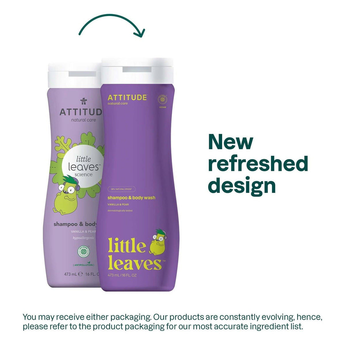 Little Leaves Vanilla and Pear Gel and Shampoo for Children, Attitude, 473 ml