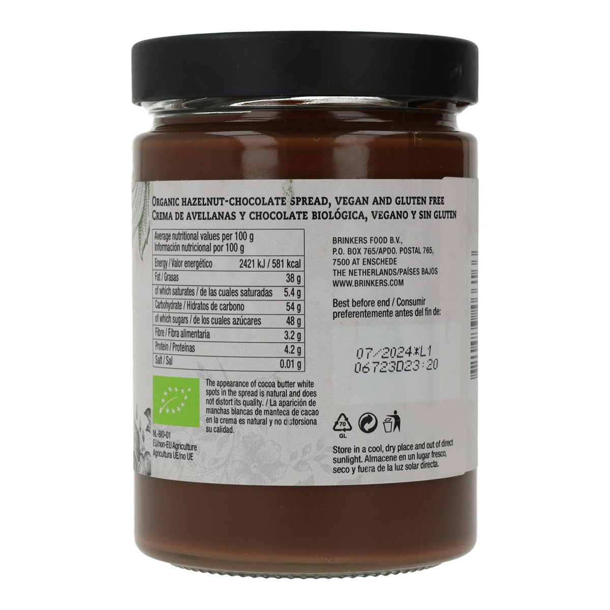 Vegan Gluten-Free Chocolate and Hazelnut Spread La Vida Vegan 270 g