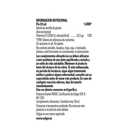 Vitamine D3 liquide 2500 UI, 59 ml (orange)