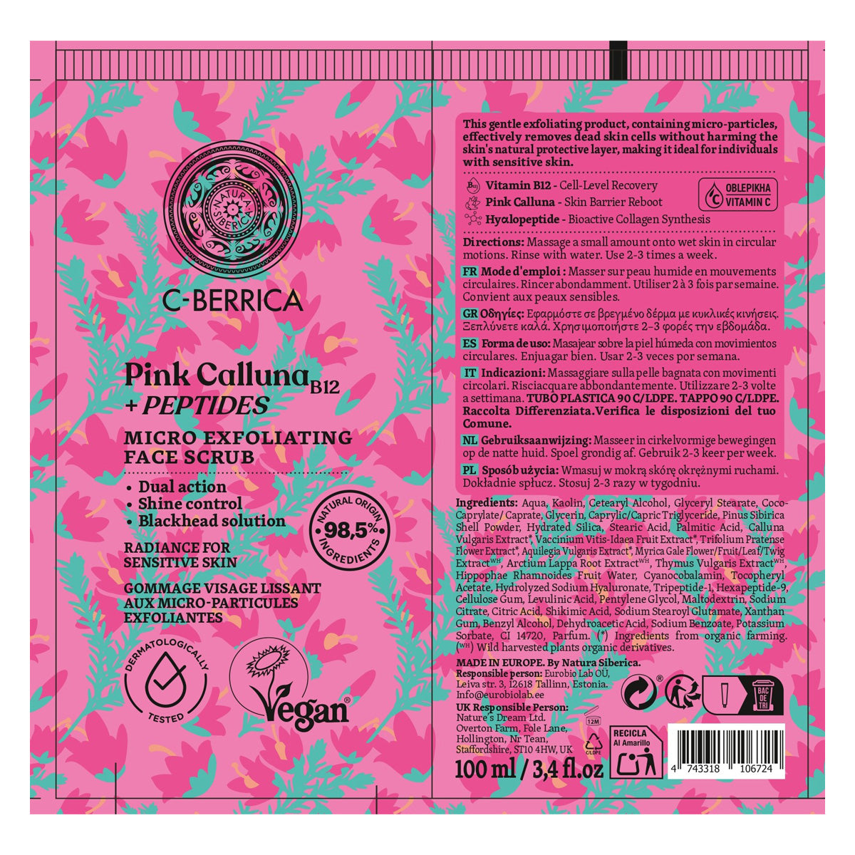 Exfoliant visage aux microparticules Natura Siberica 100 ml