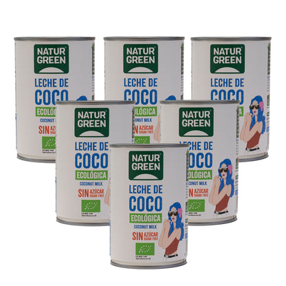 Confezione da 6 latte di cocco biologico NaturGreen 400 g
