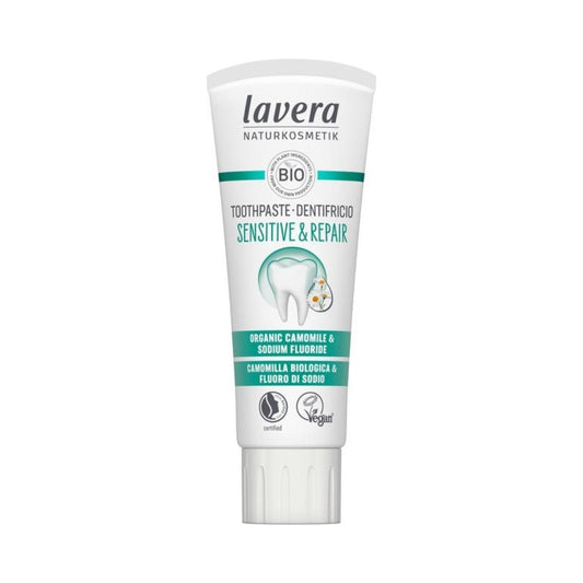 Dentifrice pour dents sensibles et réparation - Camomille BIO & fluorure de sodium, Lavera 75 ml