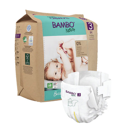 Pack Pañales Bambo Nature talla 3, (4-8 kg), 3 x 28 unidades