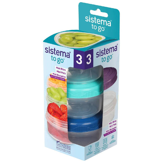 Pack de récipients hermétiques Sistema Mini Bites To Go 3x130 ml