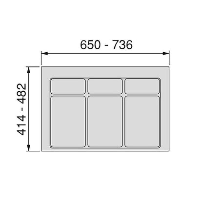 Emuca Base per contenitori cassetto cucina, modulo 900 mm, plastica, grigio antracite Modulo 90