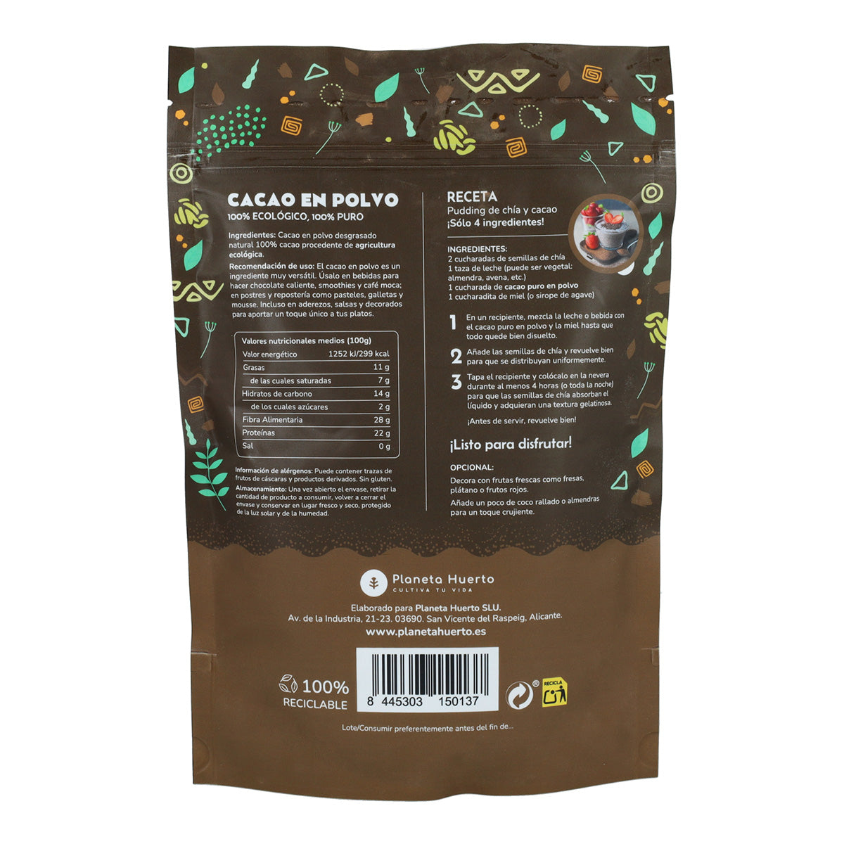 Confezione 2x Cacao in polvere ECO Planeta Huerto 250 g