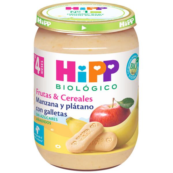 Confezione da 3 vasetti biologici di mela e banana con biscotti +4 mesi HiPP 190 g