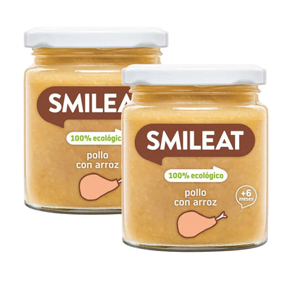 Lot de 2 petits pots BIO poulet et riz +6 mois Smileat, 230 g