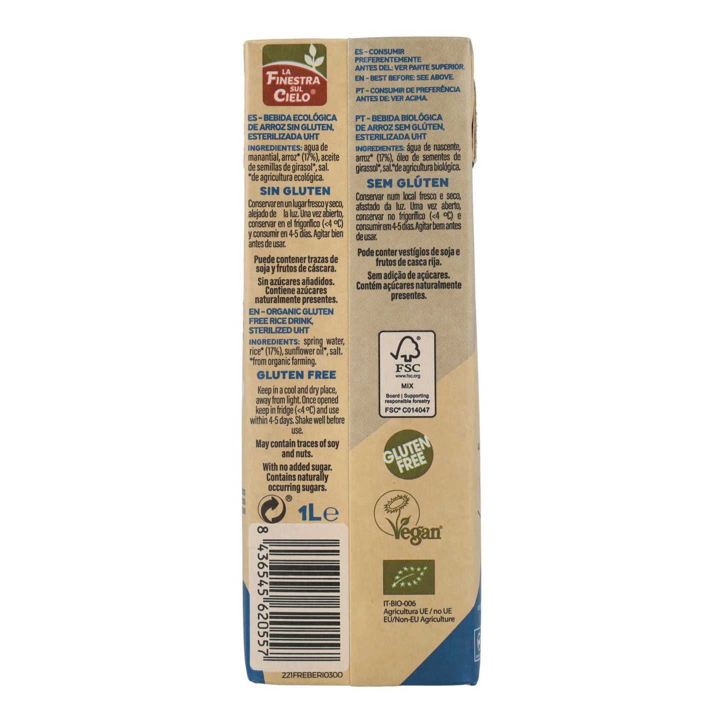 Glutenfri risdryck Bio La Finestra Sul Cielo 1 l