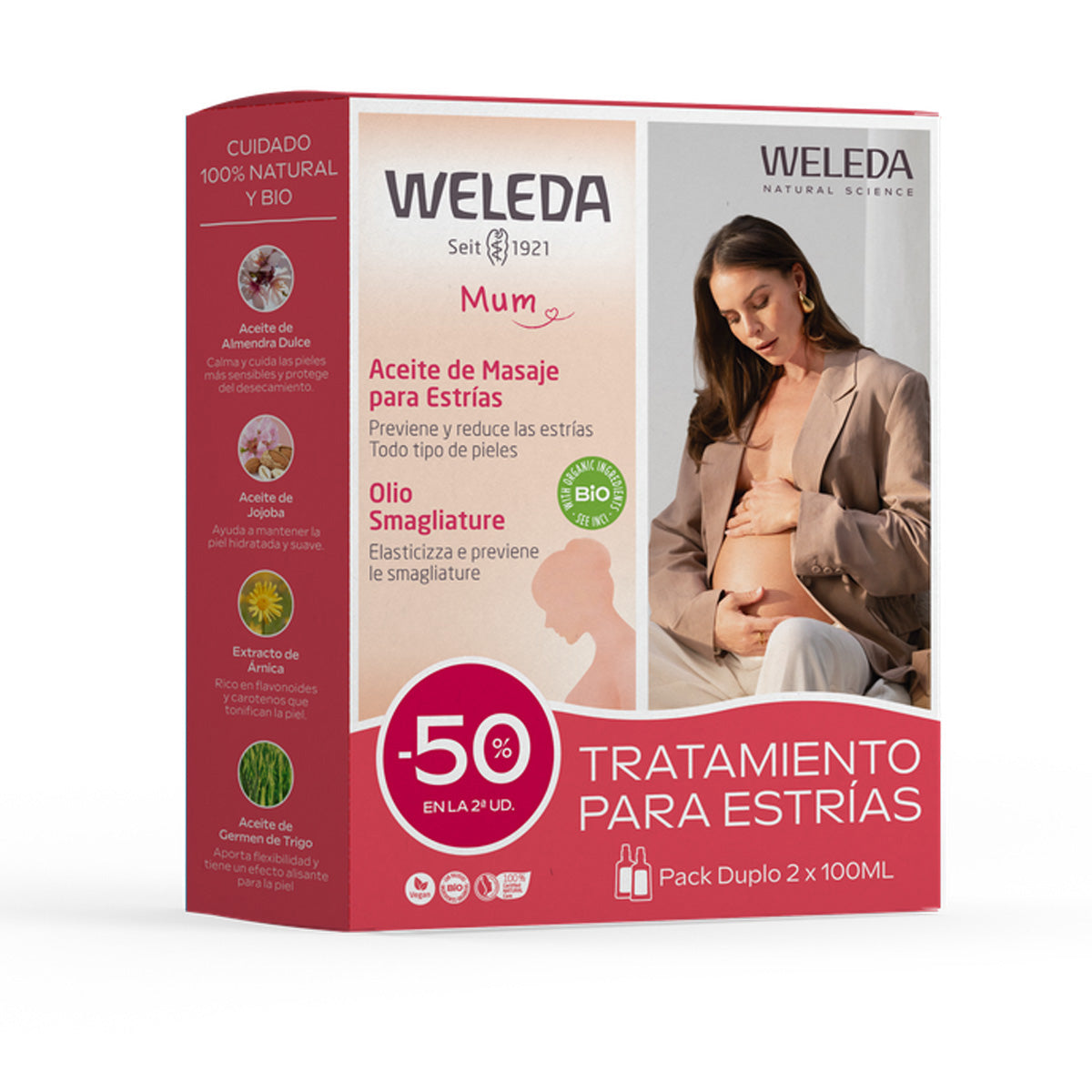 Duplo massageolie tegen striae, Weleda