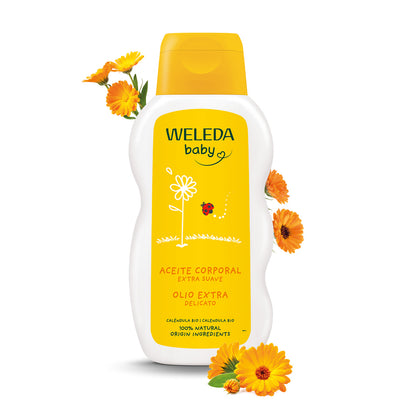 Calendula-lichaamsolie voor baby's Weleda, 200 ml