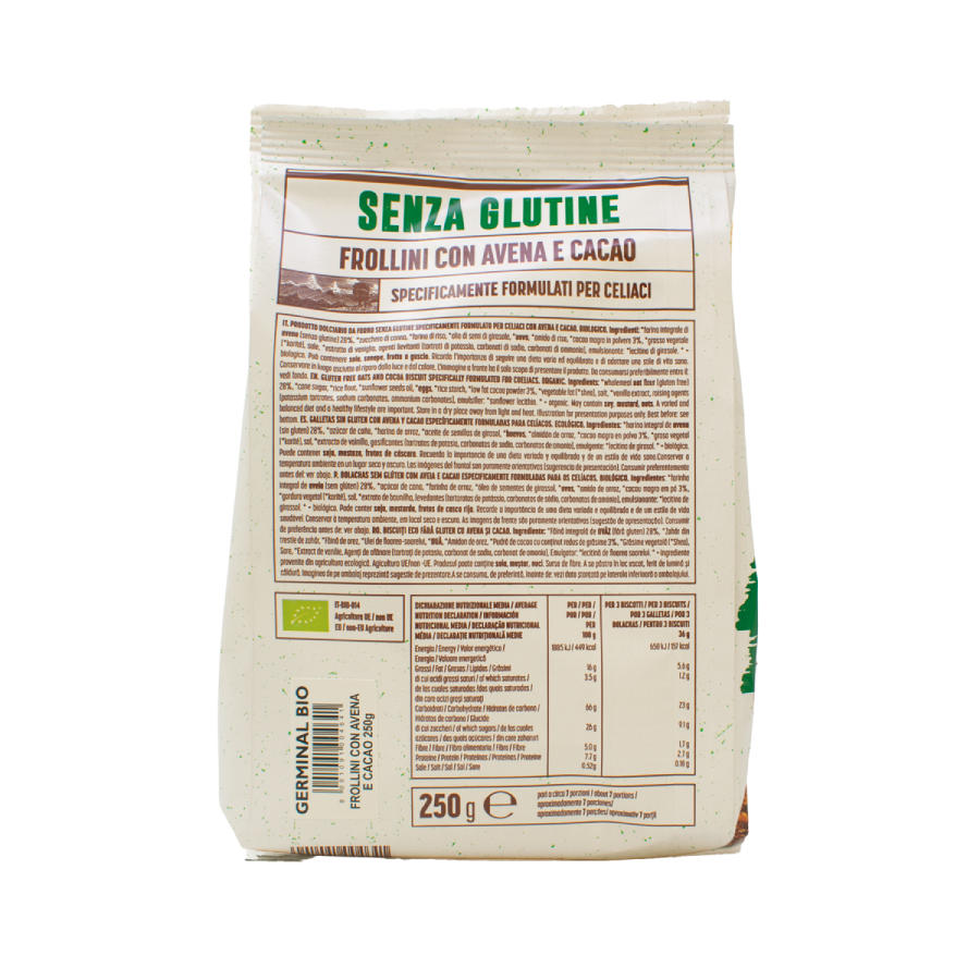 Glutenvrije havermoutkoekjes met cacao Germinal Bio 250 g