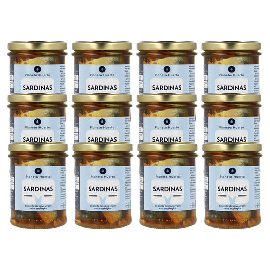 12-pack of Sardines in Extra Virgin Olive Oil ECO Planeta Huerto 190g