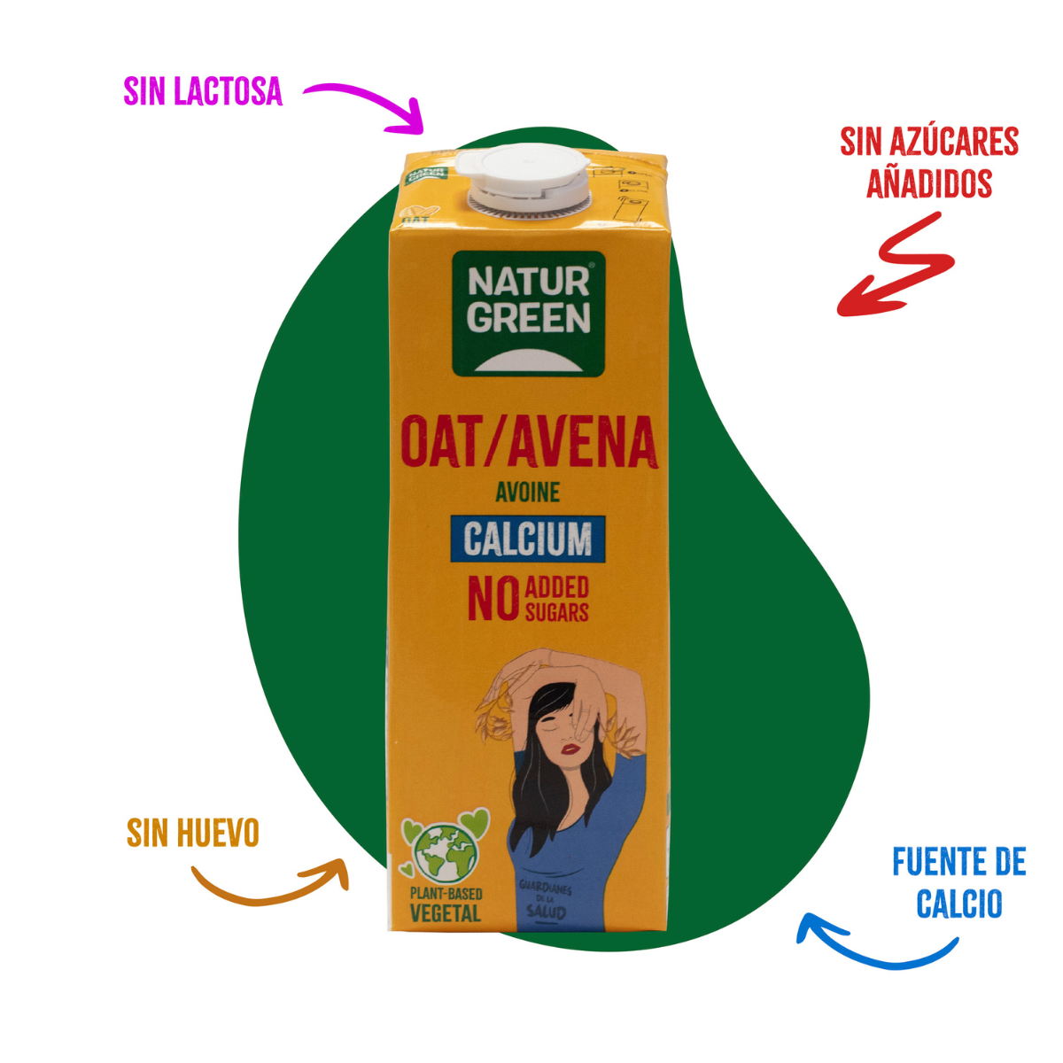 Plantaardige drank Oat/Haver zonder toegevoegde suikers calcium Naturgreen 1 liter