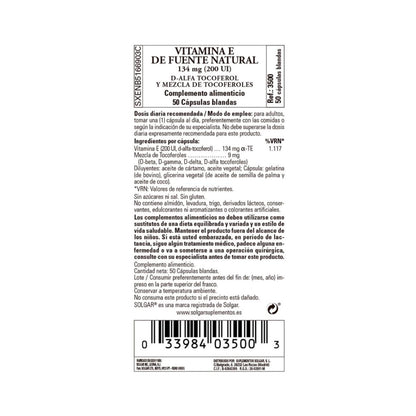 Vitamin E 200 IU 134 mg, 50 capsules