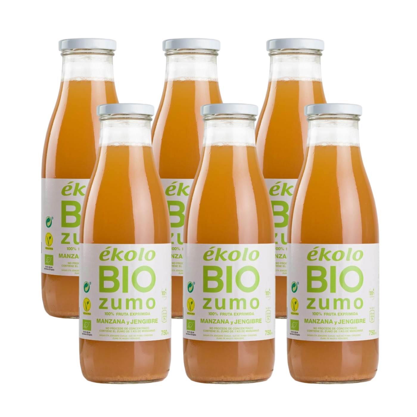 Confezione da 6 succhi di mela e zenzero 100% spremuto biologico Ékolo 750 ml