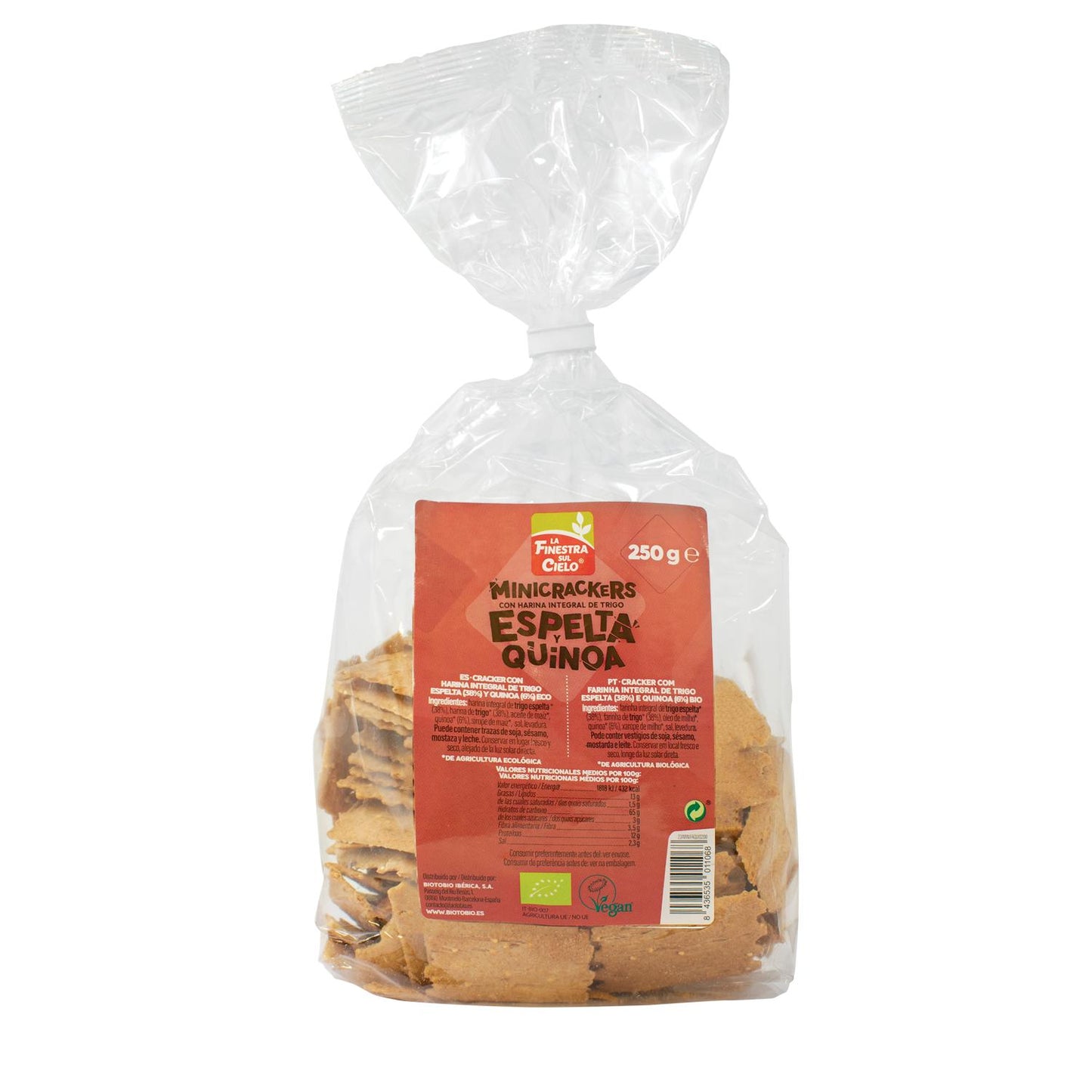 Mini crackers with wholemeal spelt wheat and organic quinoa La Finestra Sul Cielo 250 g