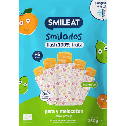 SMILADO ekologiczne lody dla dzieci o smaku gruszki i brzoskwini, 100% owoców SMILEAT