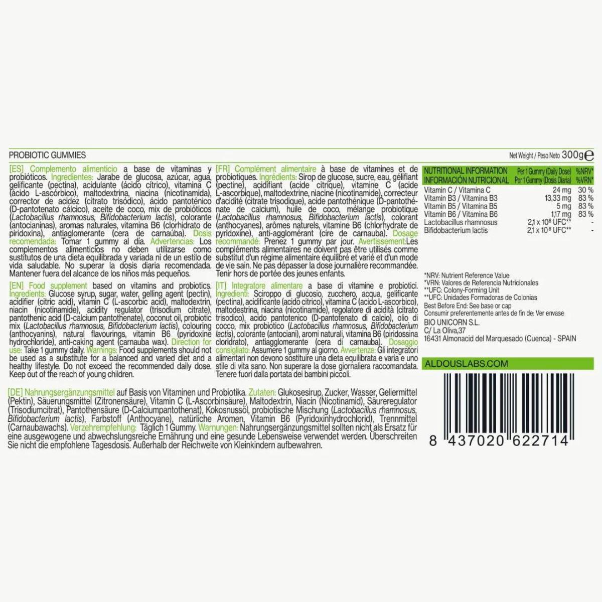 Probiotika mit Vitaminen in Gummibärchen mit Brombeergeschmack Aldous Bio 120 Gummibärchen