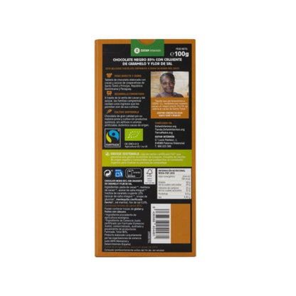 Tablette de chocolat noir 85 % caramel et fleur de sel Tierra Madre 100 g