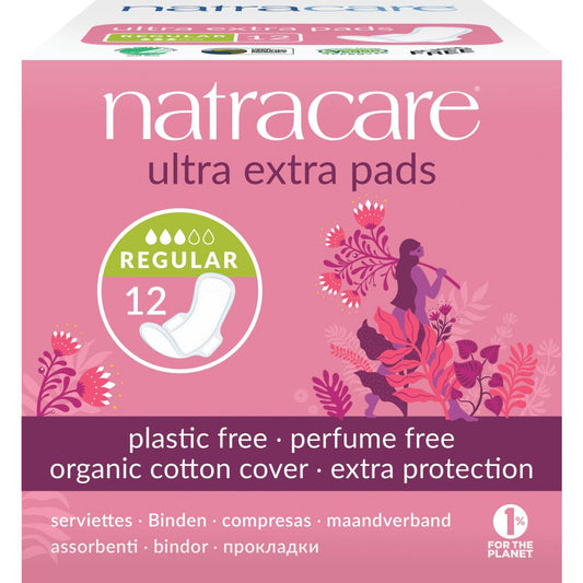 Natracare Ultra Extra Normal Sanitary Towels with Wings, Organic, 12 pcs