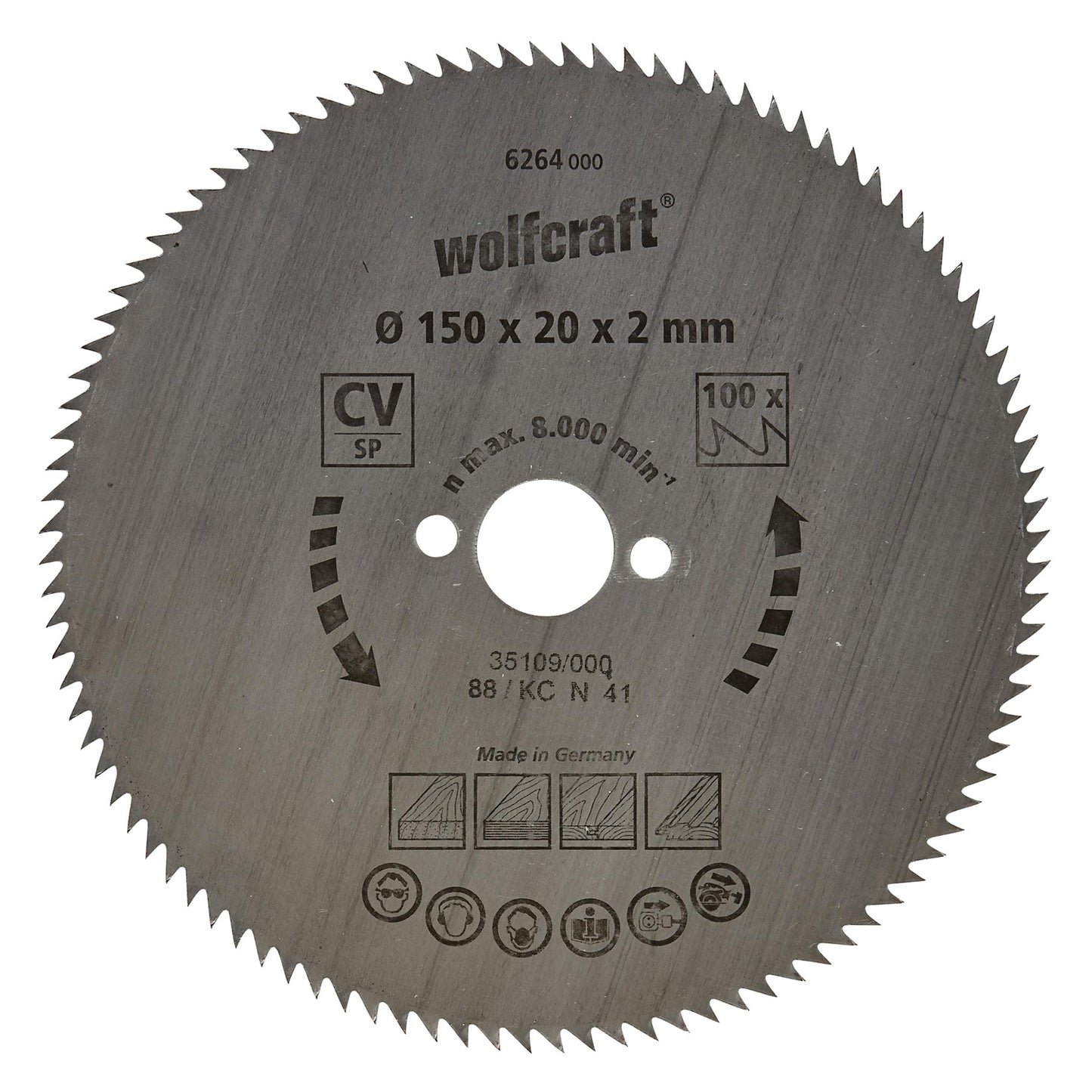Disques de scie circulaire à coupe fine Wolfcraft 160 x 16 mm 100 dents