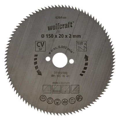 Disques de scie circulaire à coupe fine Wolfcraft 160 x 16 mm 100 dents