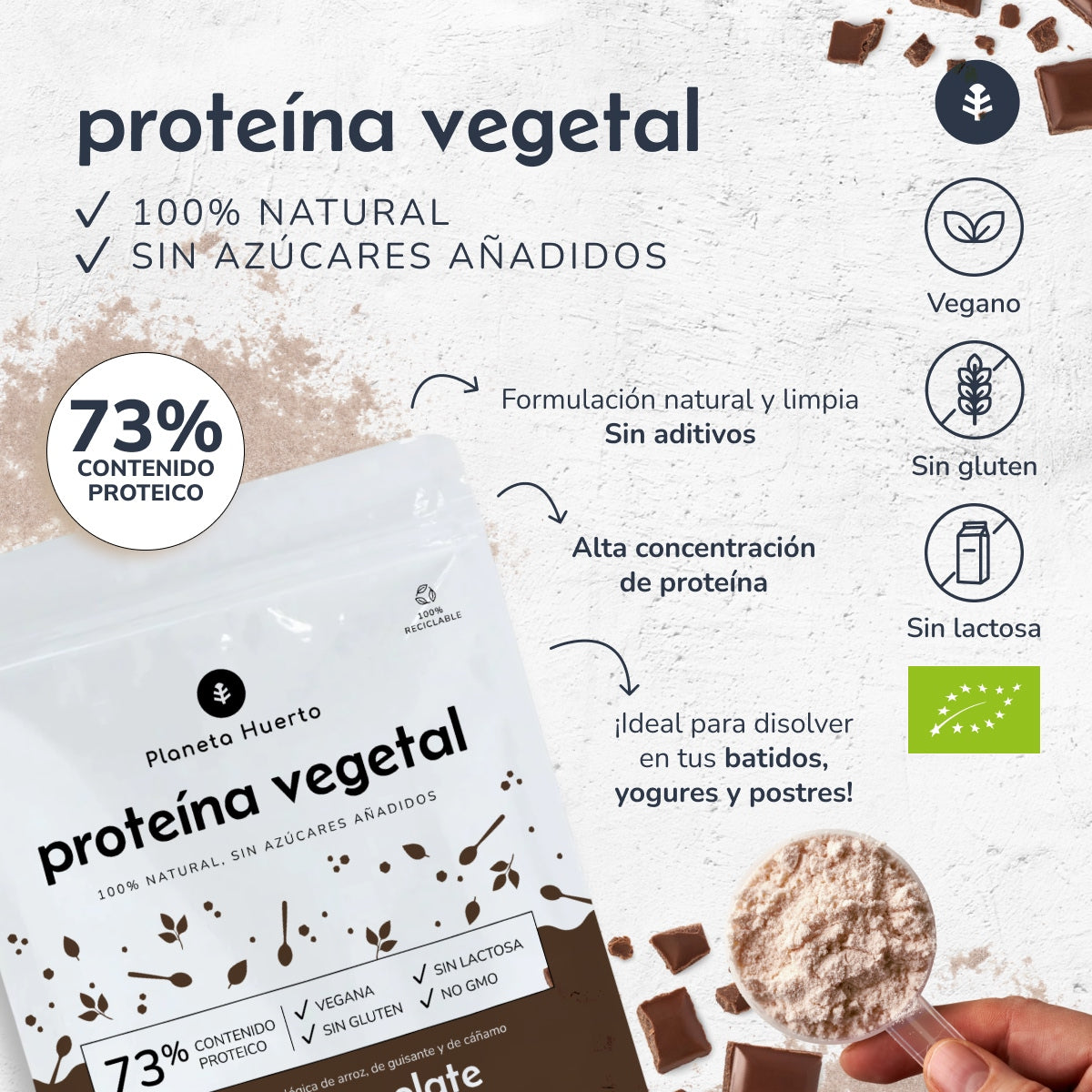 Białko roślinne ECO 73% czekolada Planeta Huerto 500 g