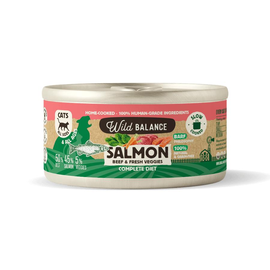 Blikje BARF zalm en rundvlees voor katten Wild Balance 120 g