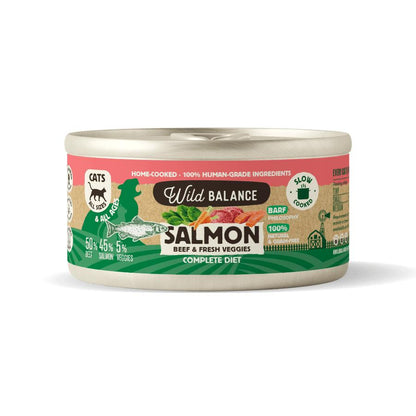 Blikje BARF zalm en rundvlees voor katten Wild Balance 120 g