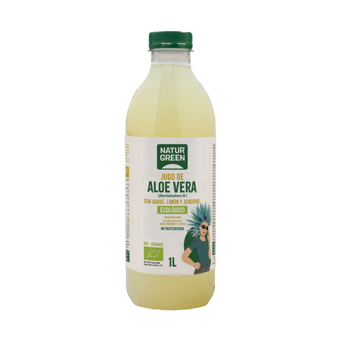 Aloe-Vera-Saft mit Agave, Zitrone und Ingwer NaturGreen 1 l