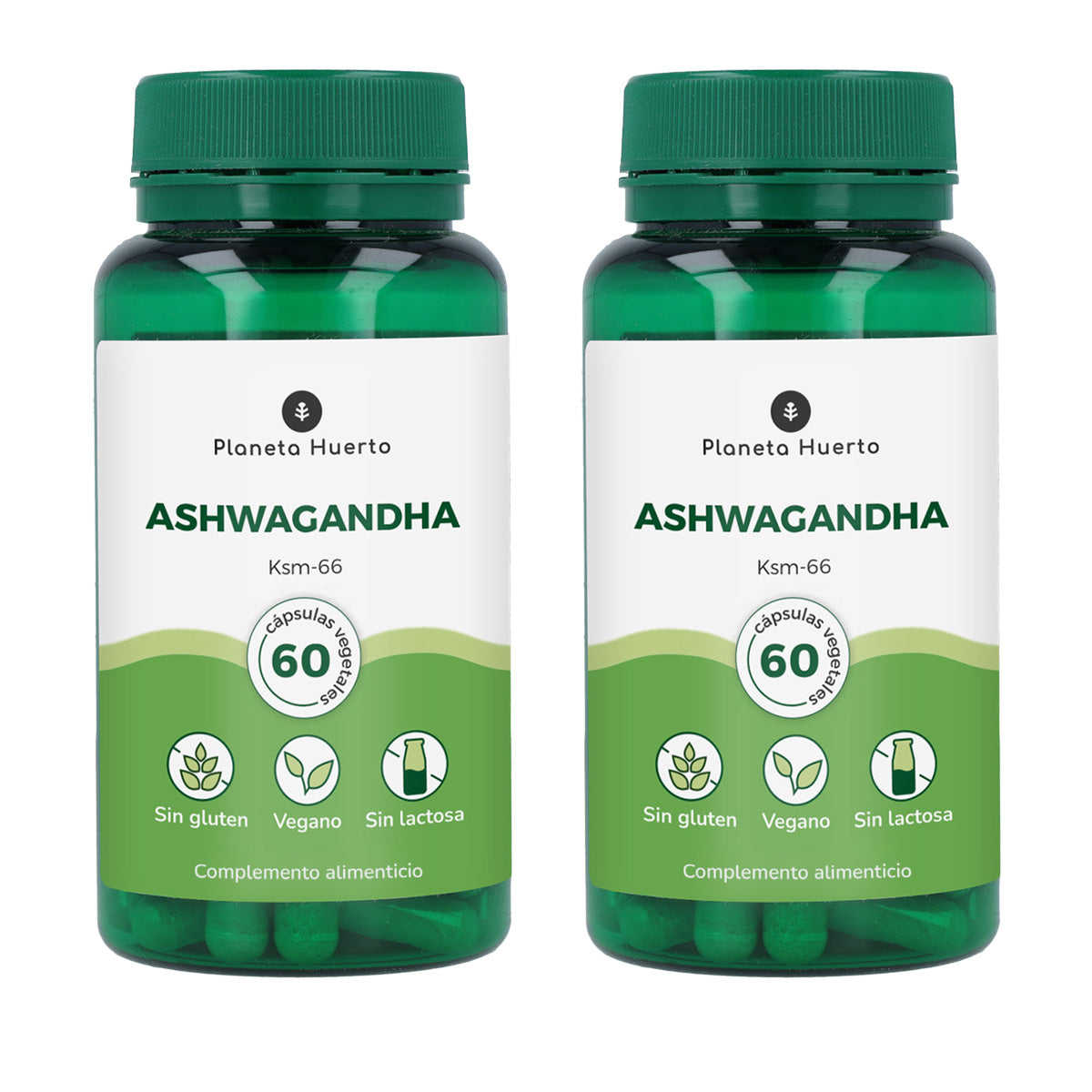Pakket 2x Ashwagandha KSM-66 Planeta Huerto 60 capsules
