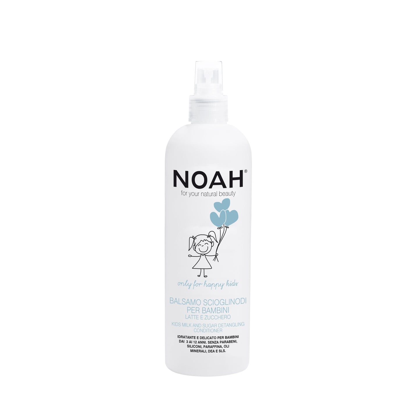 Après-shampoing spray démêlant pour enfants au lait et au sucre Noah 250 ml