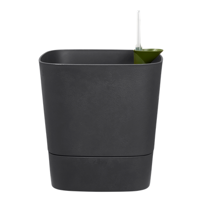 Pot de fleurs avec système d'arrosage automatique Greensense Aquacare Square Elho 30 cm gris anthracite
