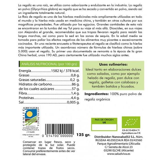 Biologische zoethoutpoeder 125 g, Salud Viva