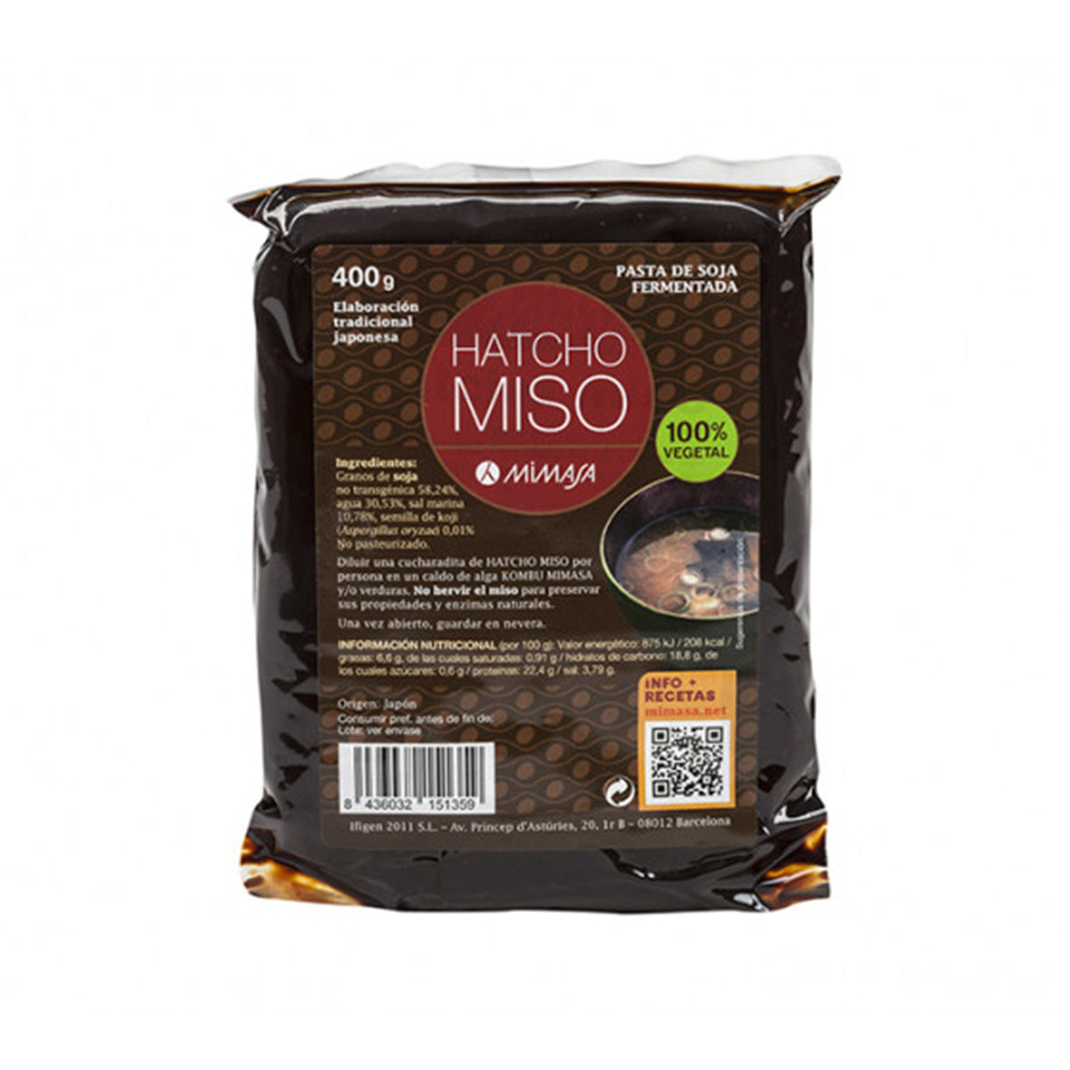 MIMASA Unpasteurised Hatcho Miso 400 g