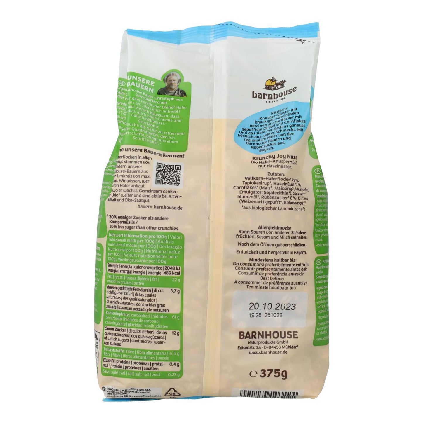 Barnhouse Organic Hazelnut Krunchy Joy Muesli 375 g