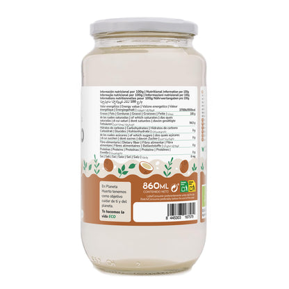Förpackning 3x Jungfru kokosnötsolja ECO Planeta Huerto 1L