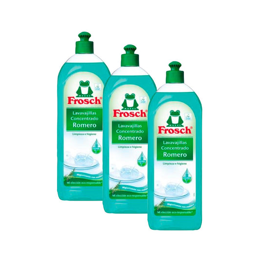 Confezione da 3 detersivi per lavastoviglie al rosmarino Frosch 750 ml