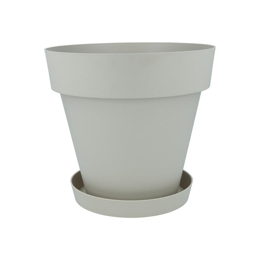 Lot pot avec soucoupe couleur écru Tes 22 x 20 cm