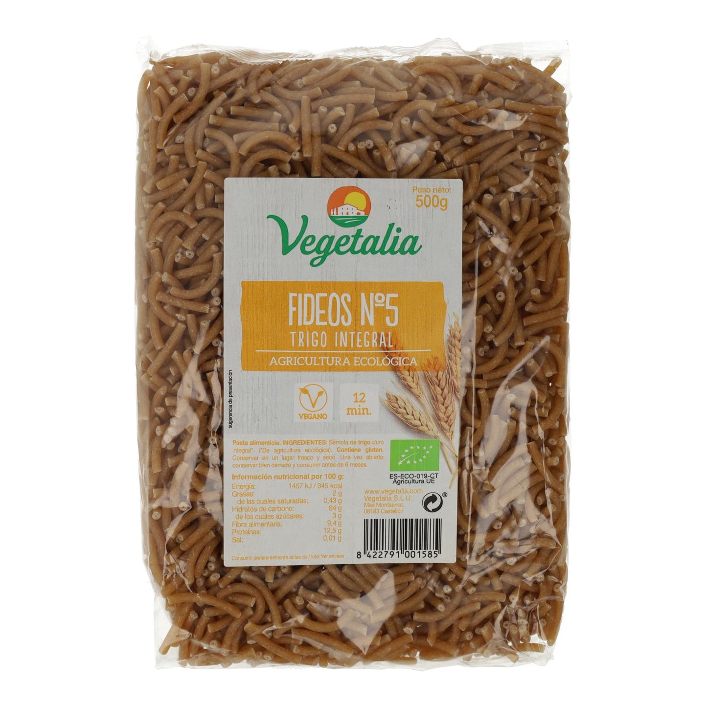 Pâtes n°5 au blé complet bio Vegetalia 500 g