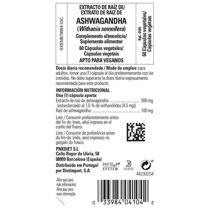 Ashwagandha, 60 cápsulas vegetales