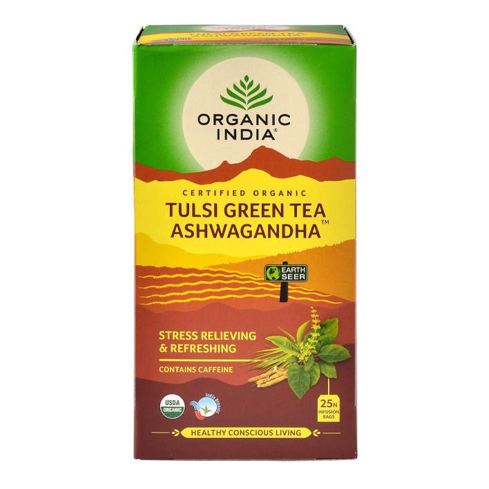 Tulsi Green Tea Ashwagandha Organic India 25 zakjes