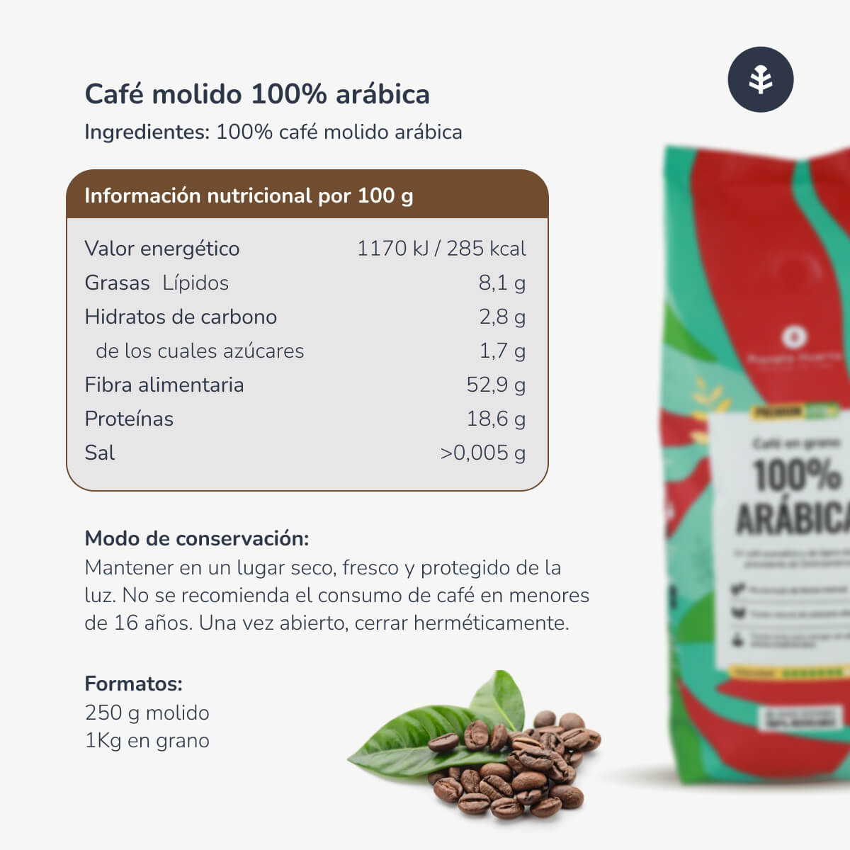 Pack 4x Café molido Eco 100% Arábica Planeta Huerto 250 g
