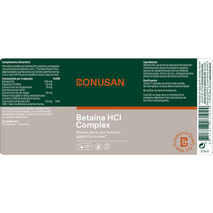 Complexe de bétaïne HCl Bonusan 120 gélules
