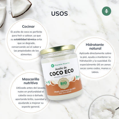 Huile vierge de coco ECO Planeta Huerto 500 ml